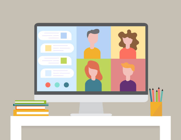 Smart working and video conference, vector illustration, Smart working and video conference, vector illustration